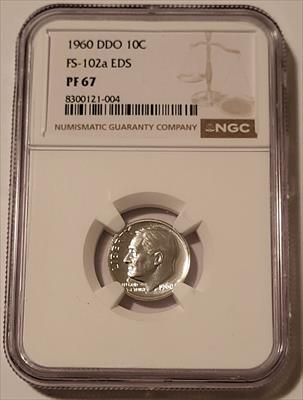 1960 Roosevelt Dime DDO FS-102a EDS Proof PF67 NGC