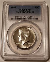 1966 Kennedy Half Dollar SMS DDO FS-102 SP67 PCGS