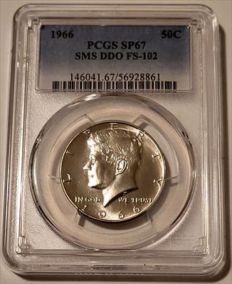 1966 Kennedy Half Dollar SMS DDO FS-102 SP67 PCGS