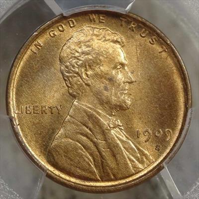1909-S Lincoln Cent, Choice Uncirculated PCGS MS-64RD
