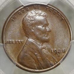 1925-S Lincoln Cent, Choice Uncirculated, PCGS MS-62BN, Flashy Brown Unc