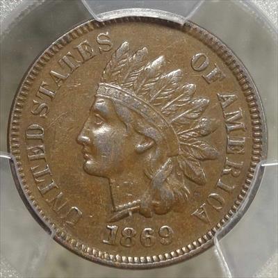 1869 Indian Cent, Semi Key Date, PCGS XF-45