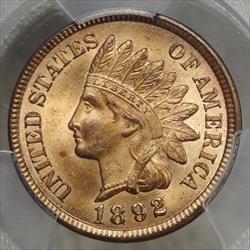 1892 Indian Cent, Choice Uncirculated, PCGS MS-64RD