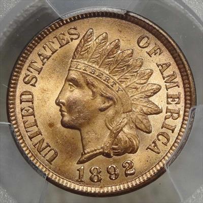 1892 Indian Cent, Choice Uncirculated, PCGS MS-64RD