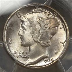 1934-D Mercury Dime, Choice Uncirculated, PCGS MS-64FB