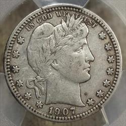 1907-S Barber Quarter, Choice Very Fine, PCGS VF-35