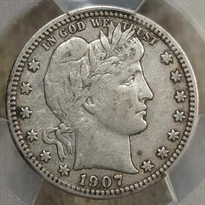 1907-S Barber Quarter, Choice Very Fine, PCGS VF-35