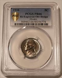 1938 Jefferson Nickel Re-Engraved Obverse Design FS-401 Proof PR66 PCGS GSH