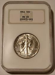 1944 Walking Liberty Half Dollar MS65 NGC OH
