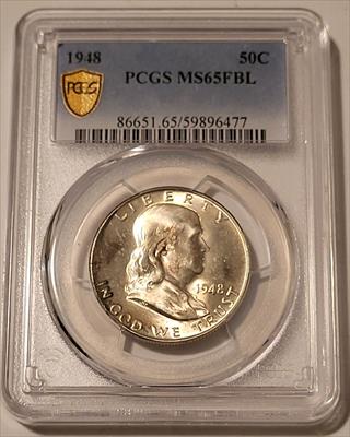 1948 Franklin Half Dollar MS65 FBL PCGS GSH Toning