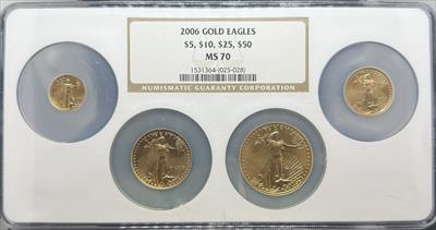 2006 4pc Gold Eagle Set MS70 NGC