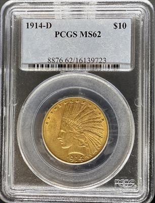 1914-D $10 Indian MS62 PGCS