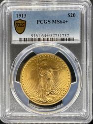 1913 $20 St Gaudens MS64+ PCGS