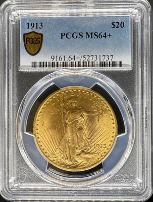 1913 $20 St Gaudens MS64+ PCGS