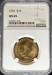 1932 $10 Indian MS65 NGC