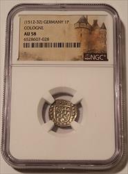 Germany - States Era - Cologne (1512-32) Silver Pfennig AU58 NGC