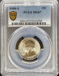1950-S Washington Quarter MS67 PCGS