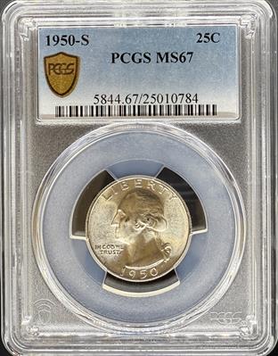 1950-S Washington Quarter MS67 PCGS