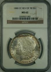 1880-CC Reverse of 78 Morgan Dollar MS62 NGC