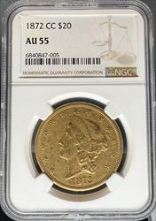 1872-CC $20 Liberty AU55 NGC