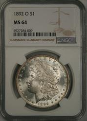 1892-O Morgan Dollar MS64 NGC