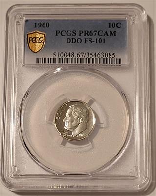 1960 Roosevelt Dime DDO FS-101 Proof PR67 Cameo PCGS GSH
