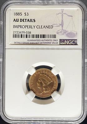 1885 $3 Princess AU Details NGC