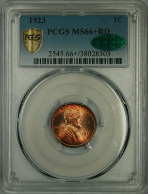 1923 Lincoln Cent MS66+RD PCGS CAC