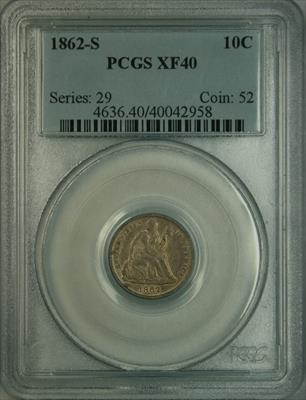1862-S Liberty Seated Dime XF40 PCGS