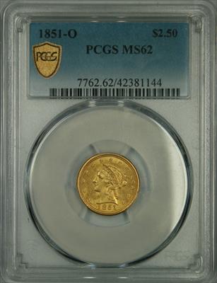 1851-O $2.5 Liberty MS62 PCGS