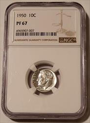 1950 Roosevelt Dime PF67 NGC Low Proof Mintage