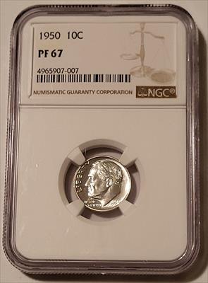 1950 Roosevelt Dime PF67 NGC Low Proof Mintage