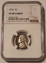 1954 Jefferson Nickel Proof PF68 Cameo NGC
