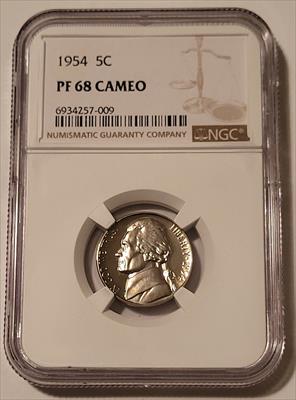 1954 Jefferson Nickel Proof PF68 Cameo NGC