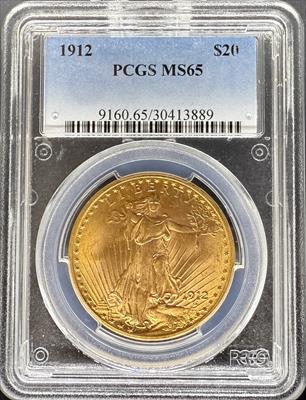 1912 $20 St Gaudens MS65 PCGS