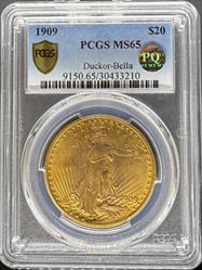 1909 $20 St Gaudens MS65 PCGS PQ