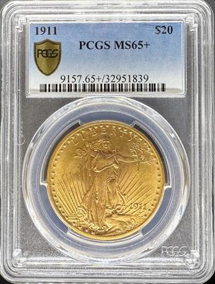 1911 $20 St Gaudens MS65+ PCGS