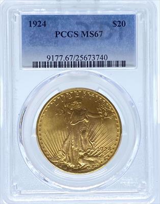 1924 $20 St Gaudens MS67 PCGS
