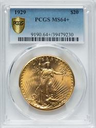 1929 $20 St Gaudens MS64+ PCGS