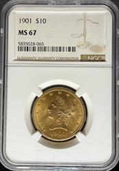 1901 $10 Liberty MS67 NGC