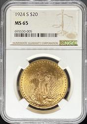 1924-S $20 St Gaudens MS65 NGC