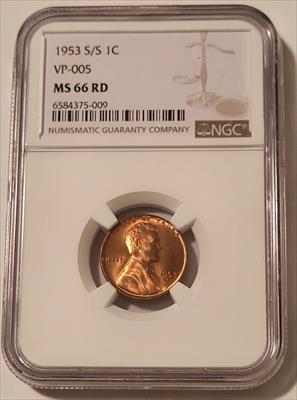 1953 S/S Lincoln Wheat Cent RPM VP-005 MS66 RED NGC