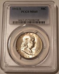1952 S Franklin Half Dollar MS65 PCGS Light Toning