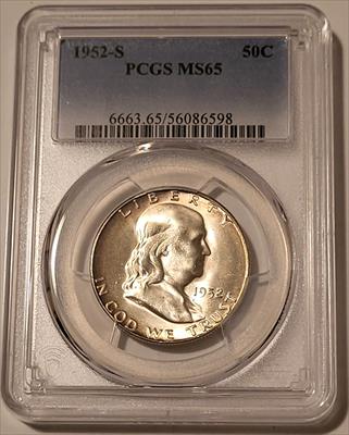 1952 S Franklin Half Dollar MS65 PCGS Light Toning