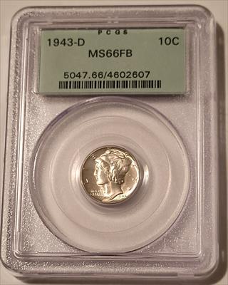 1943 D Mercury Dime MS66 FB PCGS OGH