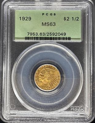 1929 $2.5 Indian MS63 PCGS OGH