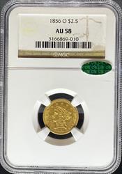 1856-O $2.5 Liberty AU58 NGC CAC