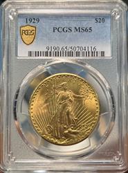 1929 $20 St Gaudens MS65 PCGS