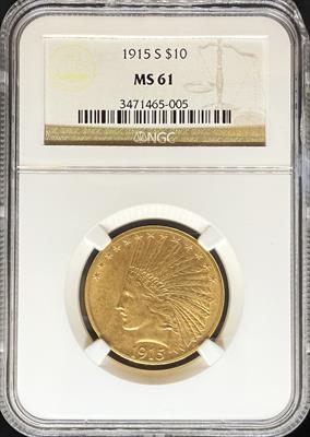 1915-S $10 Indian MS61 NGC