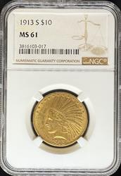 1913-S $10 Indian MS61 NGC